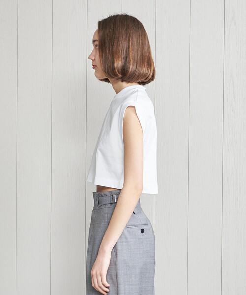H BEAUTY&YOUTH UNITED ARROWS(エイチビューティーアンドユースユナイテッドアローズ)の「<H>COTTON CROPPED T-SHIRT/Tシャツ(Tシャツ/カットソー・レディース・ホワイト/ブラック・FREE)」の4枚目の写真