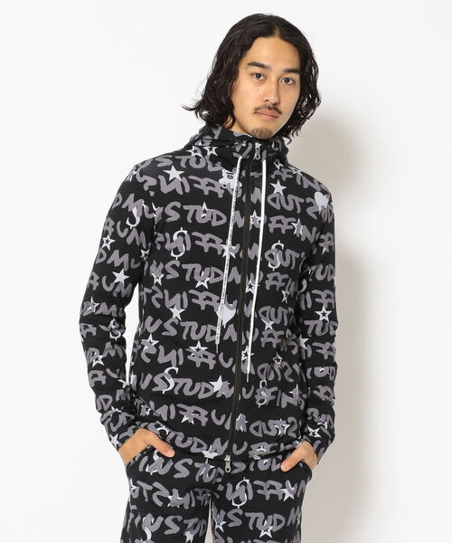 STUD MUFFIN（スタッドマフィン）の「STUD MUFFIN/スタッドマフィン/GRAFGRAM柄ナイロンストレッチ ラッシュパーカー（パーカー・メンズ・ブラック・2/4/3）」の2枚目の写真