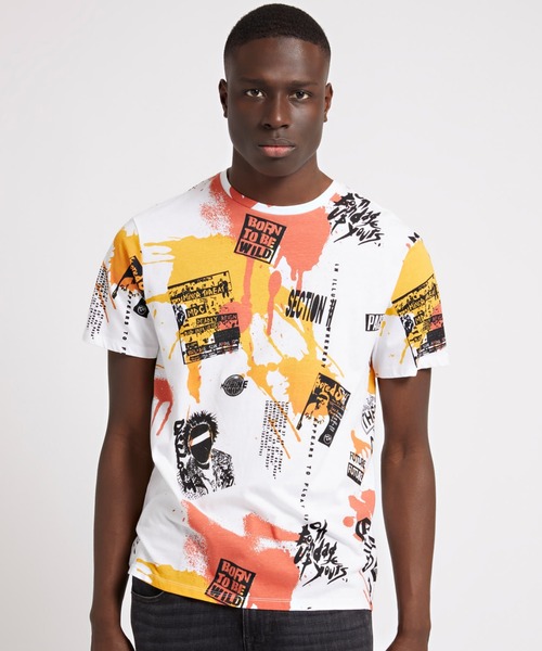 Guess(ゲス)の「Eco Paint Splatter Tee(Tシャツ/カットソー・メンズ・ホワイト・SMALL/LARGE/MEDIUM/X-LARGE)」の1枚目の写真