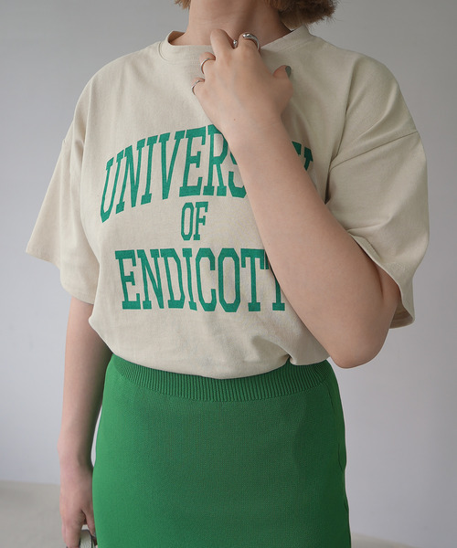c.u.l(シーユーエル)の「天竺カレッジロゴTシャツ culwd22ss012(Tシャツ/カットソー・レディース・ライトベージュ/ホワイト×ブルー・FREE)」の12枚目の写真