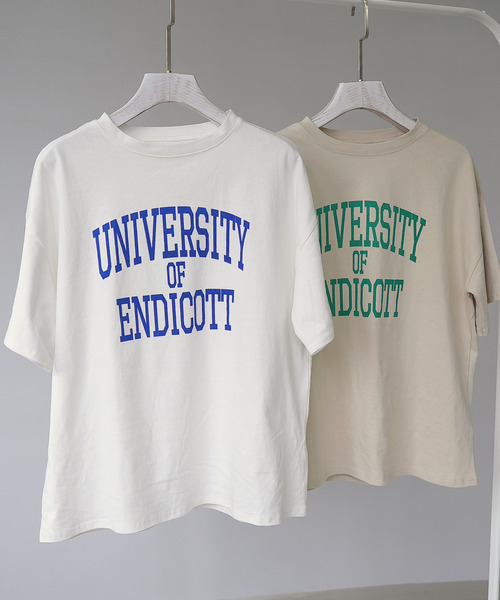 c.u.l(シーユーエル)の「天竺カレッジロゴTシャツ culwd22ss012(Tシャツ/カットソー・レディース・ライトベージュ/ホワイト×ブルー・FREE)」の17枚目の写真