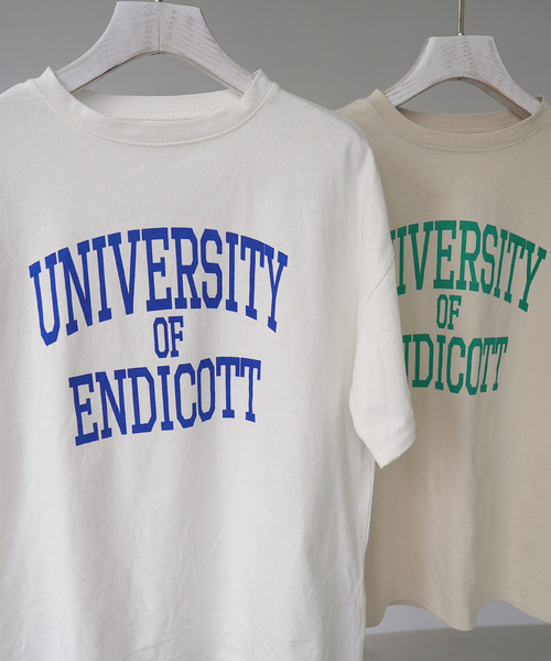 c.u.l(シーユーエル)の「天竺カレッジロゴTシャツ culwd22ss012(Tシャツ/カットソー・レディース・ライトベージュ/ホワイト×ブルー・FREE)」の18枚目の写真