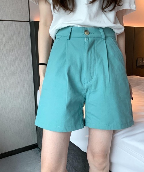 MANGROVE(マングローブ)の「ハイウエストカラーショートパンツ(その他パンツ・レディース・パープル/グレー/ホワイト/イエロー/ブラック/グリーン・LARGE/MEDIUM)」の1枚目の写真