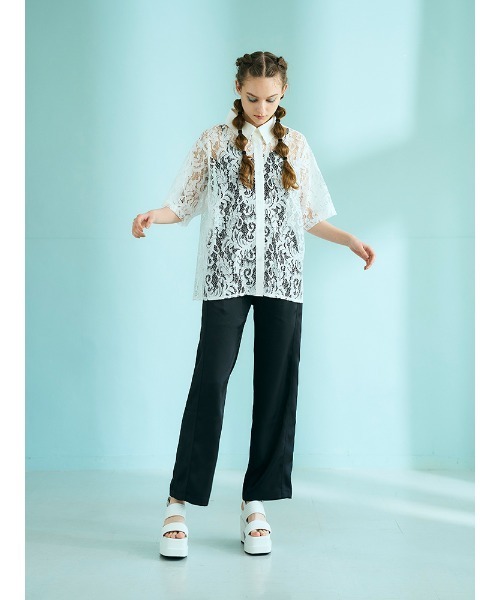 ENVYM（アンビー）の「Ｈ／ＳレースＳＨ（シャツ/ブラウス・レディース・ホワイト/ブラック・FREE）」の13枚目の写真