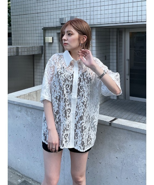 ENVYM（アンビー）の「Ｈ／ＳレースＳＨ（シャツ/ブラウス・レディース・ホワイト/ブラック・FREE）」の11枚目の写真