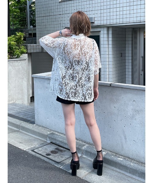 ENVYM（アンビー）の「Ｈ／ＳレースＳＨ（シャツ/ブラウス・レディース・ホワイト/ブラック・FREE）」の14枚目の写真