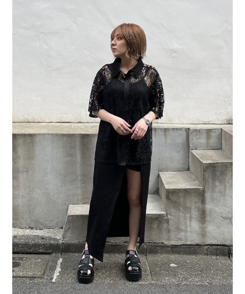 ENVYM（アンビー）の「Ｈ／ＳレースＳＨ（シャツ/ブラウス・レディース・ホワイト/ブラック・FREE）」の8枚目の写真