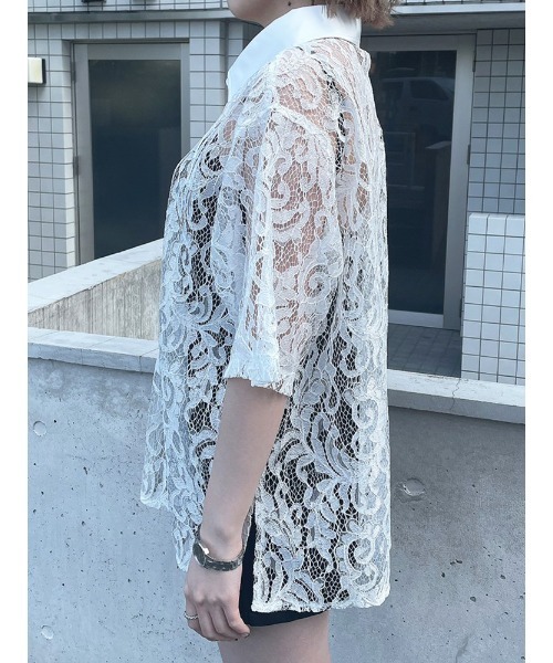 ENVYM（アンビー）の「Ｈ／ＳレースＳＨ（シャツ/ブラウス・レディース・ホワイト/ブラック・FREE）」の6枚目の写真