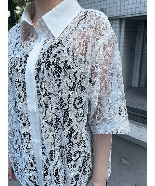 ENVYM（アンビー）の「Ｈ／ＳレースＳＨ（シャツ/ブラウス・レディース・ホワイト/ブラック・FREE）」の18枚目の写真