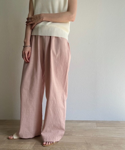 ISOOK(アイスー)の「【ZOZOTOWN限定】Cotton wide pants / コットンワイドパンツ(その他パンツ・レディース・ブラウン/ピンク・FREE)」の2枚目の写真