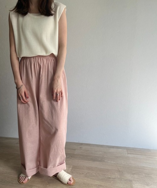 ISOOK(アイスー)の「【ZOZOTOWN限定】Cotton wide pants / コットンワイドパンツ(その他パンツ・レディース・ブラウン/ピンク・FREE)」の4枚目の写真