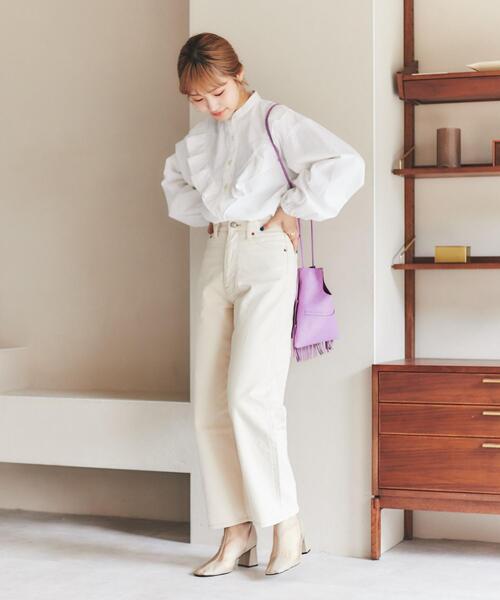 coen（コーエン）の「【WEB限定】フリルデニムシャツ（シャツ/ブラウス・レディース・ホワイト/ネイビー/コバルトブルー・M/L）」の14枚目の写真