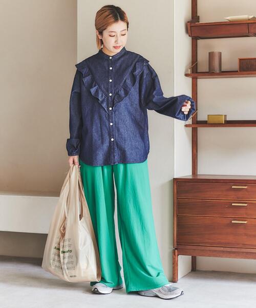 coen（コーエン）の「【WEB限定】フリルデニムシャツ（シャツ/ブラウス・レディース・ホワイト/ネイビー/コバルトブルー・M/L）」の7枚目の写真