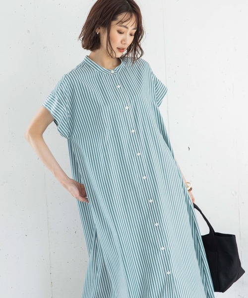 GLOBAL WORK(グローバルワーク)の「マルチケアフレンチスリーブシャツワンピ/283032(シャツワンピース・レディース・ブラック/オレンジ/グリーン/グリーン系その他4/その他・FREE)」の3枚目の写真