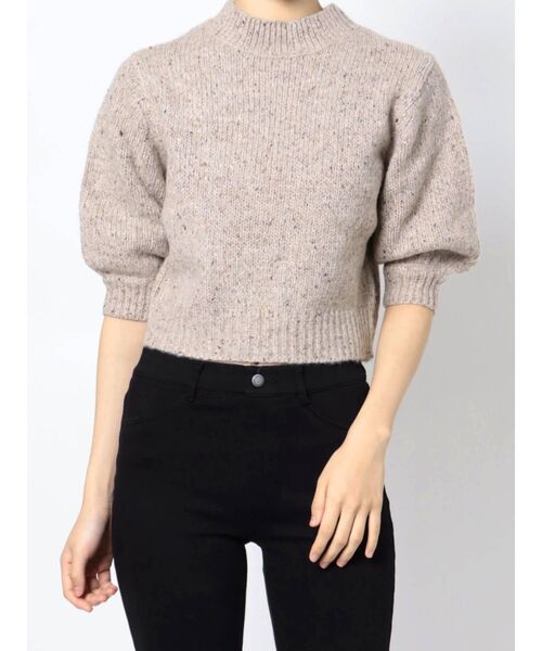 MURUA（ムルーア）の「メランジハーフスリーブニット（ニット/セーター・レディース・ブラック/ブルー/アイボリー/ブラウン・FREE）」の2枚目の写真