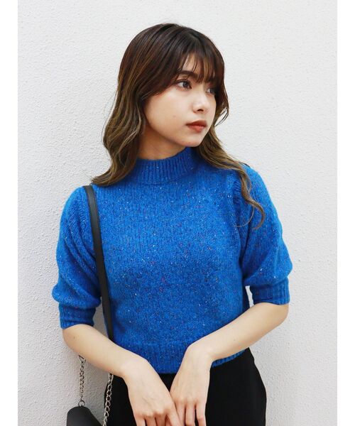 MURUA（ムルーア）の「メランジハーフスリーブニット（ニット/セーター・レディース・ブラック/ブルー/アイボリー/ブラウン・FREE）」の10枚目の写真