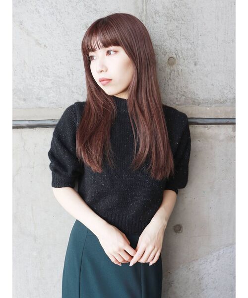 MURUA（ムルーア）の「メランジハーフスリーブニット（ニット/セーター・レディース・ブラック/ブルー/アイボリー/ブラウン・FREE）」の21枚目の写真