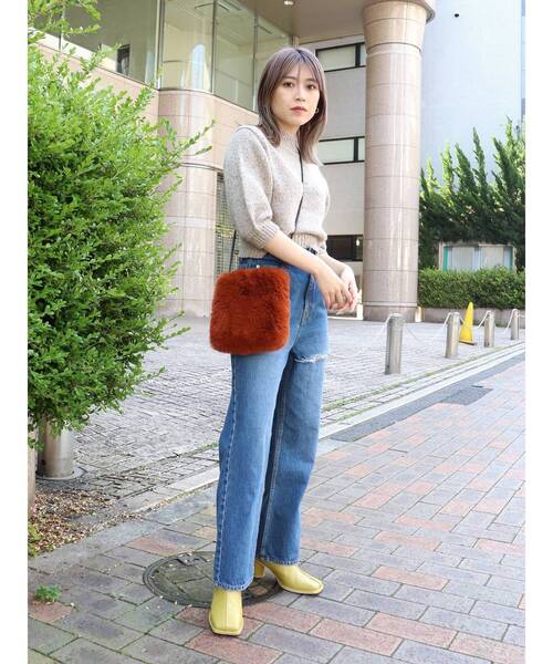 MURUA（ムルーア）の「メランジハーフスリーブニット（ニット/セーター・レディース・ブラック/ブルー/アイボリー/ブラウン・FREE）」の15枚目の写真