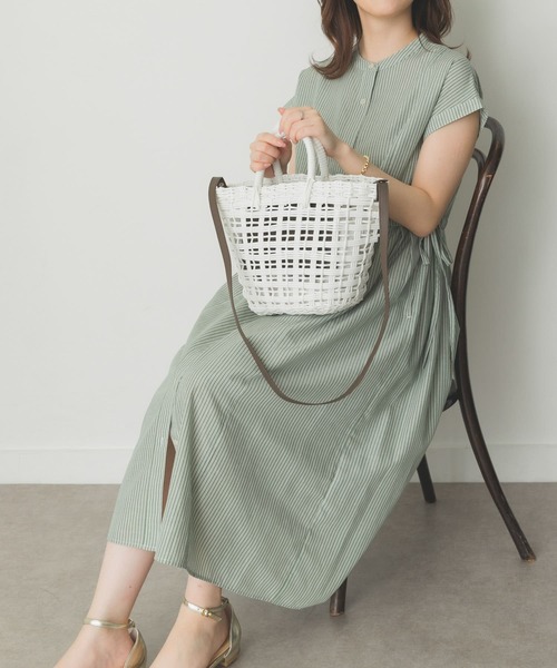 RODE SKO（ロデスコ）の「ショルダー付編みかごバッグ（かごバッグ・レディース・ホワイト/ブラウン/ブルー/グリーン・ONE）」の7枚目の写真