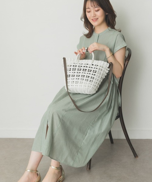 RODE SKO（ロデスコ）の「ショルダー付編みかごバッグ（かごバッグ・レディース・ホワイト/ブラウン/ブルー/グリーン・ONE）」の8枚目の写真