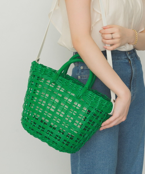 RODE SKO（ロデスコ）の「ショルダー付編みかごバッグ（かごバッグ・レディース・ホワイト/ブラウン/ブルー/グリーン・ONE）」の11枚目の写真