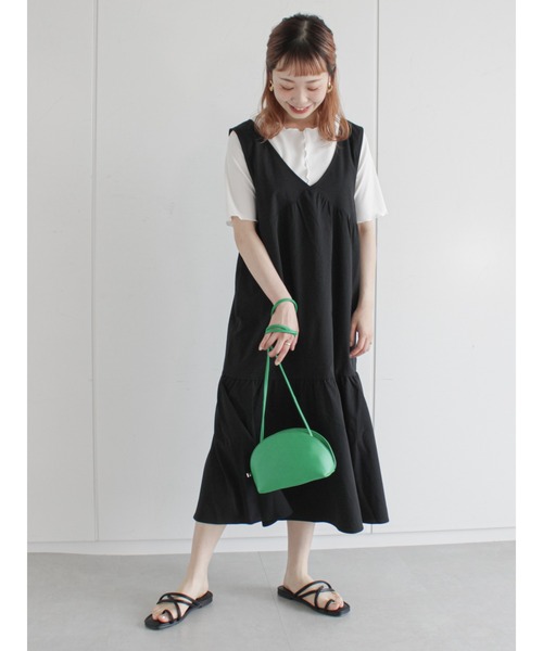 ehka sopo（エヘカソポ）の「ティアードノースリーブワンピース（ワンピース・レディース・ブラック/イエロー/キナリ・ﾌﾘ-）」の2枚目の写真