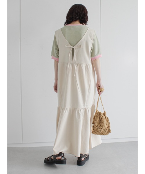 ehka sopo（エヘカソポ）の「ティアードノースリーブワンピース（ワンピース・レディース・ブラック/イエロー/キナリ・ﾌﾘ-）」の10枚目の写真