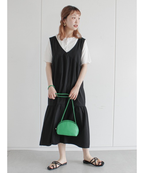 ehka sopo（エヘカソポ）の「ティアードノースリーブワンピース（ワンピース・レディース・ブラック/イエロー/キナリ・ﾌﾘ-）」の11枚目の写真