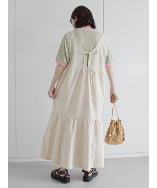 ehka sopo（エヘカソポ）の「ティアードノースリーブワンピース（ワンピース・レディース・ブラック/イエロー/キナリ・ﾌﾘ-）」の8枚目の写真