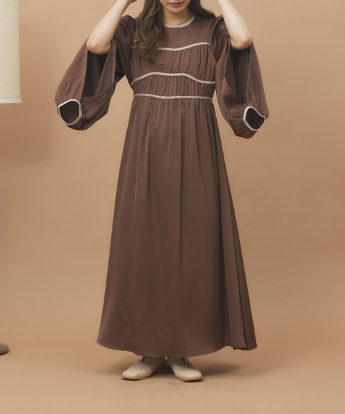 moi tytto（モイテュット）の「オープンスリーブワンピース（ワンピース・レディース・ブラウン/ベージュ/オレンジ・FREE）」の8枚目の写真