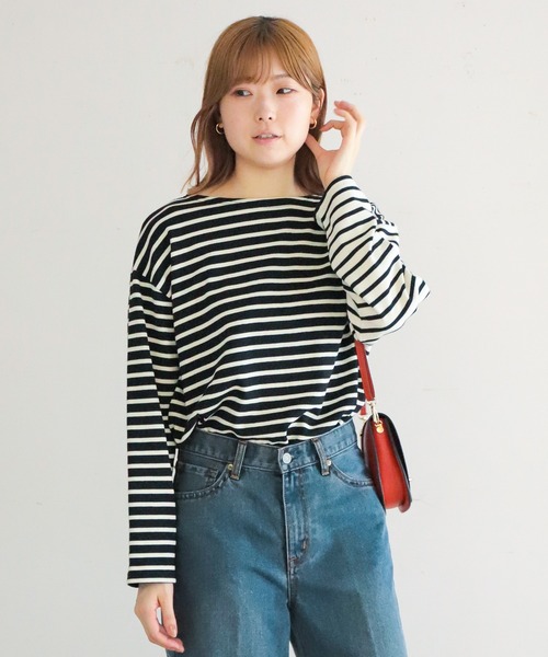 NOMBRE IMPAIR(ノンブルアンペール)の「クレイジーボーダー 2WAYカットソー(Tシャツ/カットソー・レディース・ブラック/グリーン・FREE)」の2枚目の写真