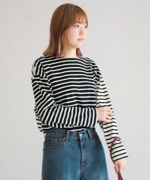 NOMBRE IMPAIR(ノンブルアンペール)の「クレイジーボーダー 2WAYカットソー(Tシャツ/カットソー・レディース・ブラック/グリーン・FREE)」の12枚目の写真