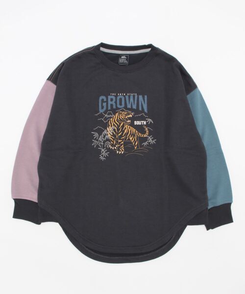 KRIFF MAYER Lady's Collection（クリフメイヤーレディースコレクション）の「ミニ裏毛アメカジBIGチュニック（Tシャツ/カットソー・レディース・チャコール/グレー/カラフル/カーキ/パープル/その他5・MEDIUM/LARGE）」の6枚目の写真