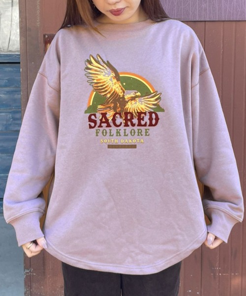 KRIFF MAYER Lady's Collection（クリフメイヤーレディースコレクション）の「ミニ裏毛アメカジBIGチュニック（Tシャツ/カットソー・レディース・チャコール/グレー/カラフル/カーキ/パープル/その他5・MEDIUM/LARGE）」の5枚目の写真