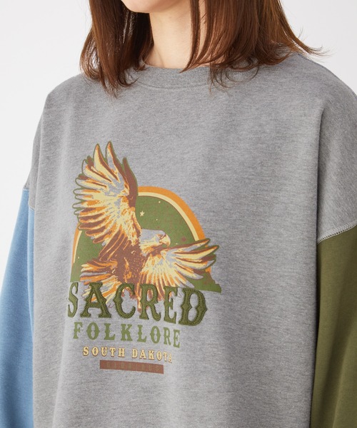 KRIFF MAYER Lady's Collection（クリフメイヤーレディースコレクション）の「ミニ裏毛アメカジBIGチュニック（Tシャツ/カットソー・レディース・チャコール/グレー/カラフル/カーキ/パープル/その他5・MEDIUM/LARGE）」の9枚目の写真