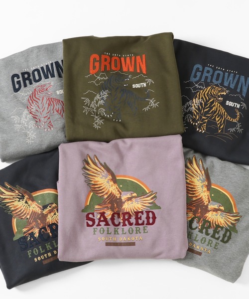 KRIFF MAYER Lady's Collection（クリフメイヤーレディースコレクション）の「ミニ裏毛アメカジBIGチュニック（Tシャツ/カットソー・レディース・チャコール/グレー/カラフル/カーキ/パープル/その他5・MEDIUM/LARGE）」の10枚目の写真