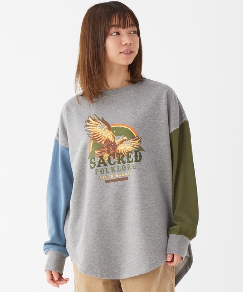 KRIFF MAYER Lady's Collection（クリフメイヤーレディースコレクション）の「ミニ裏毛アメカジBIGチュニック（Tシャツ/カットソー・レディース・チャコール/グレー/カラフル/カーキ/パープル/その他5・MEDIUM/LARGE）」の21枚目の写真