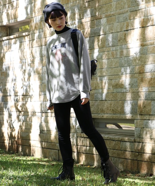 KRIFF MAYER Lady's Collection（クリフメイヤーレディースコレクション）の「ミニ裏毛アメカジBIGチュニック（Tシャツ/カットソー・レディース・チャコール/グレー/カラフル/カーキ/パープル/その他5・MEDIUM/LARGE）」の22枚目の写真