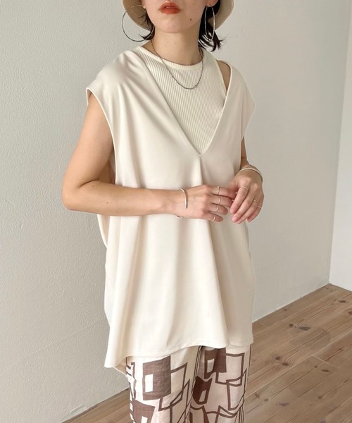 wee9s(ウィークス)の「over size ponte vest / オーバーサイズポンチベスト(ベスト・レディース・ブラック/カーキ/アイボリー/テラコッタ・FREE)」の18枚目の写真