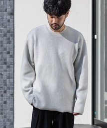 ATTACHMENT | ブークレ ダブルフェイス クルーネックニット / WO/NY LOOP YARN×PE DOUBLE FACE KNIT PULLOVER(Tシャツ/カットソー)