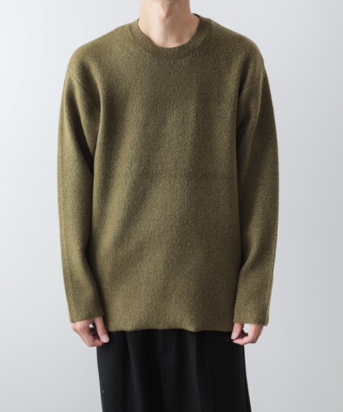ATTACHMENT（アタッチメント）の「ブークレ ダブルフェイス クルーネックニット / WO/NY LOOP YARN×PE DOUBLE FACE KNIT PULLOVER（Tシャツ/カットソー・メンズ・ブラック/ベージュ/イエロー/ホワイト・2/1/3）」の4枚目の写真