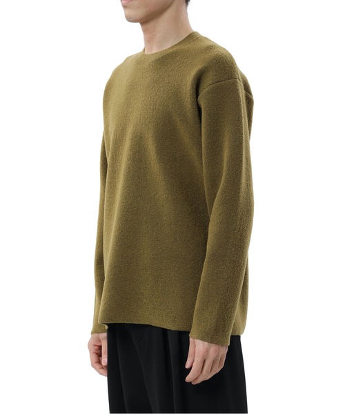 ATTACHMENT（アタッチメント）の「ブークレ ダブルフェイス クルーネックニット / WO/NY LOOP YARN×PE DOUBLE FACE KNIT PULLOVER（Tシャツ/カットソー・メンズ・ブラック/ベージュ/イエロー/ホワイト・2/1/3）」の5枚目の写真