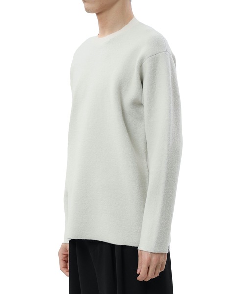 ATTACHMENT（アタッチメント）の「ブークレ ダブルフェイス クルーネックニット / WO/NY LOOP YARN×PE DOUBLE FACE KNIT PULLOVER（Tシャツ/カットソー・メンズ・ブラック/ベージュ/イエロー/ホワイト・2/1/3）」の9枚目の写真