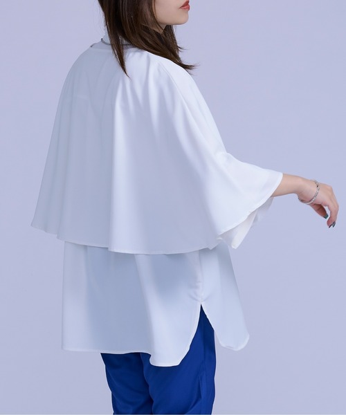 Ellno Loset（エルノロゼット）の「2wayケープ付きシャツ（シャツ/ブラウス・メンズ・オフホワイト/ブルーグレー・MEDIUM/LARGE）」の21枚目の写真