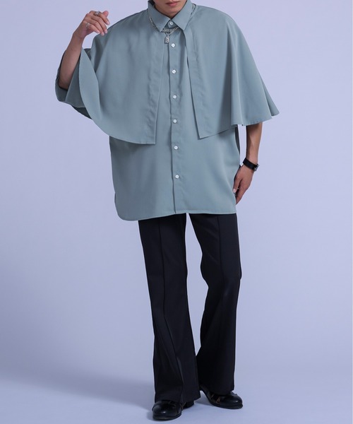 Ellno Loset（エルノロゼット）の「2wayケープ付きシャツ（シャツ/ブラウス・メンズ・オフホワイト/ブルーグレー・MEDIUM/LARGE）」の14枚目の写真