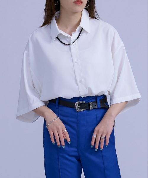 Ellno Loset（エルノロゼット）の「2wayケープ付きシャツ（シャツ/ブラウス・メンズ・オフホワイト/ブルーグレー・MEDIUM/LARGE）」の18枚目の写真