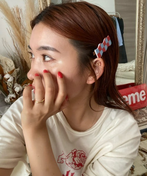 RODEO CROWNS WIDE BOWL（ロデオクラウンズワイドボウル）の「チェッカーフラッグヘアクリップ（バレッタ/ヘアクリップ・レディース・ブルー系その他/ブラック系その他/ピンク系その他・FREE）」の3枚目の写真