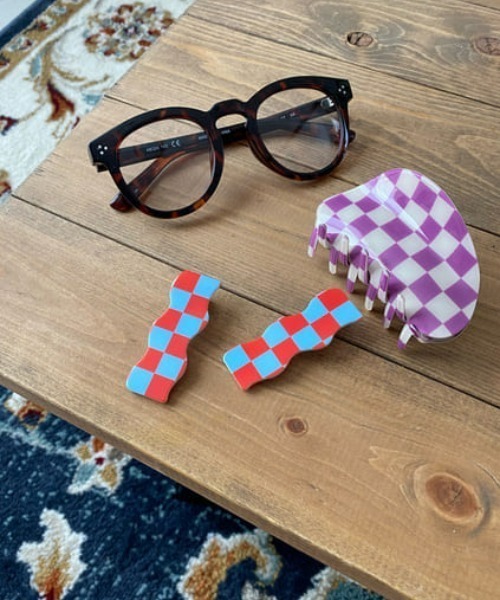 RODEO CROWNS WIDE BOWL（ロデオクラウンズワイドボウル）の「チェッカーフラッグヘアクリップ（バレッタ/ヘアクリップ・レディース・ブルー系その他/ブラック系その他/ピンク系その他・FREE）」の14枚目の写真