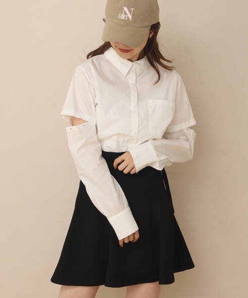 one after another NICE CLAUP（ワンアフターアナザーナイスクラップ）の「袖が取り外せる マルチWAY半袖シャツ（シャツ/ブラウス・レディース・サックスブルー系/オフホワイト/ブラウン/ベージュ・FREE）」の16枚目の写真
