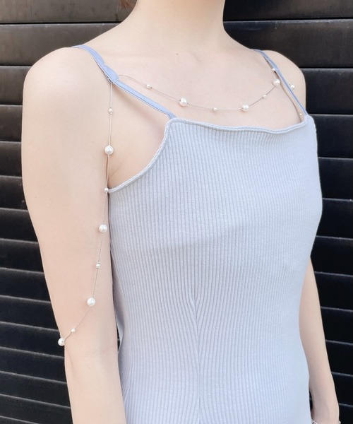 lilLilly（リルリリー）の「アシンメトリーリブキャミドレス（ワンピース・レディース・アイボリー/ブラック/ブルー・FREE）」の11枚目の写真